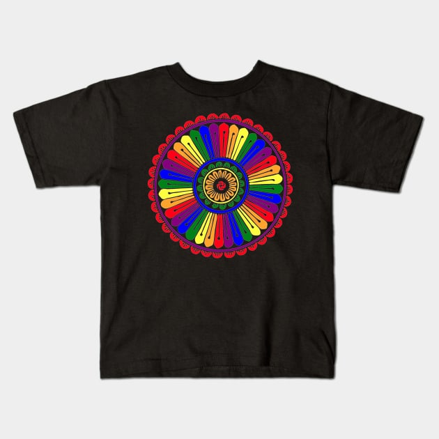 Rainbow Mandala Kids T-Shirt by Nuletto